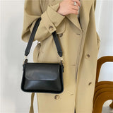 Women Shoulder Bags Underarm PU Leather Office Lady Daily Portable Hasp Flap Bag