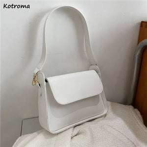 Women Shoulder Bags Underarm PU Leather Office Lady Daily Portable Hasp Flap Bag