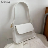 Women Shoulder Bags Underarm PU Leather Office Lady Daily Portable Hasp Flap Bag