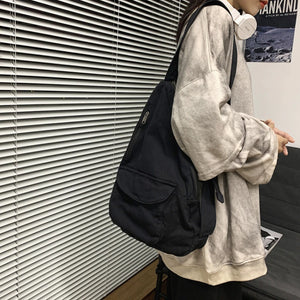 Vintage Canvas Cross-body Bag Zipper School-bag Retro Satchel Harajuku
