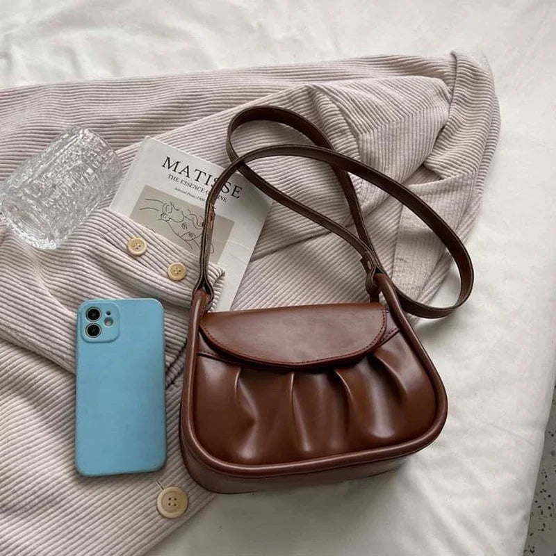 Vintage PU Leather Shoulder Bag Women Office Handbag