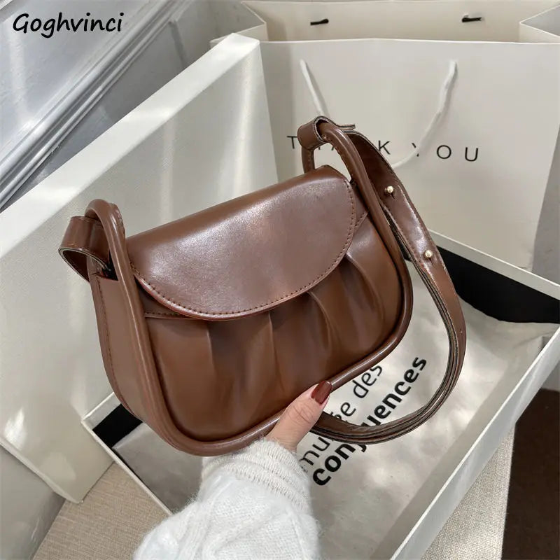 Vintage PU Leather Shoulder Bag Women Office Handbag