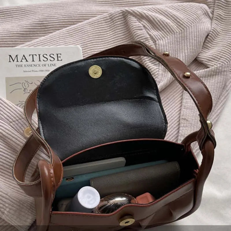 Vintage PU Leather Shoulder Bag Women Office Handbag