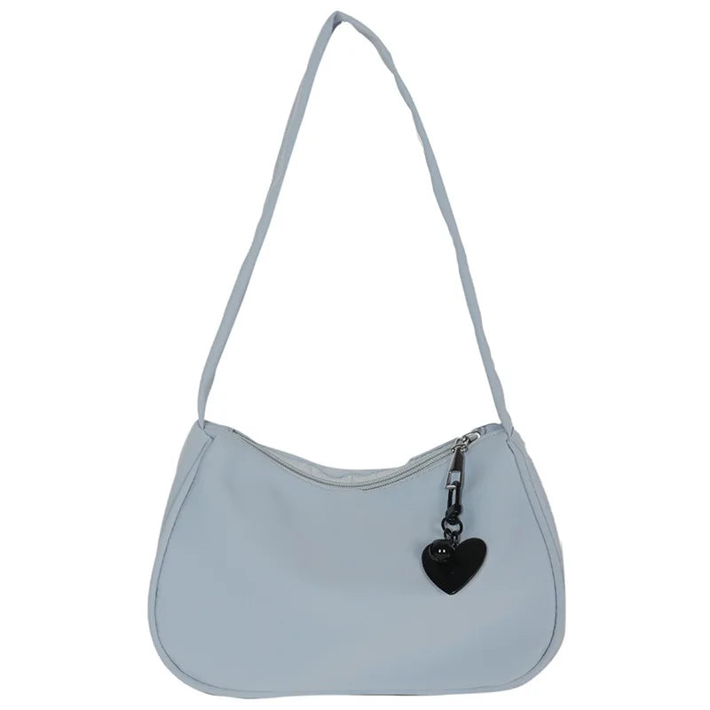 Vintage Heart Pendant Underarm Bag Zipper Dumpling Bag Female Handbag