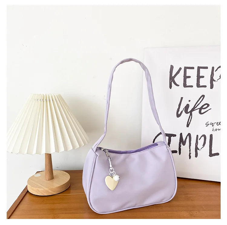 Vintage Heart Pattern Underarm Bag Zipper Dumpling Handbag