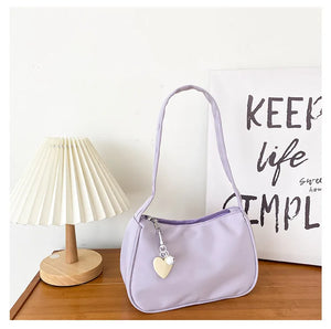 Vintage Heart Pattern Underarm Bag Zipper Dumpling Handbag