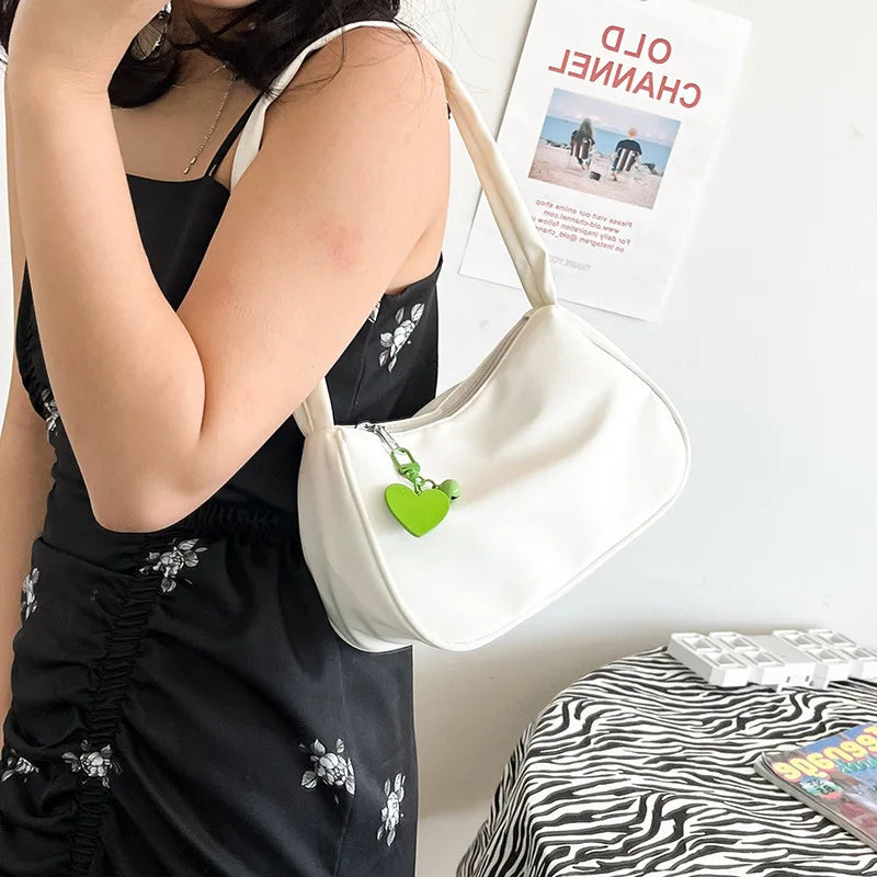 Vintage Heart Pattern Underarm Bag Zipper Dumpling Handbag