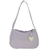Vintage Heart Pendant Underarm Bag Zipper Dumpling Bag Female Handbag