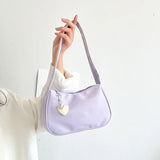 Vintage Heart Pattern Pendant Shoulder Bag for Ladies Zipper Casual Handbag