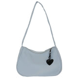 Vintage Heart Pendant Shoulder Bag for Women Zipper Casual Dumpling Handbag