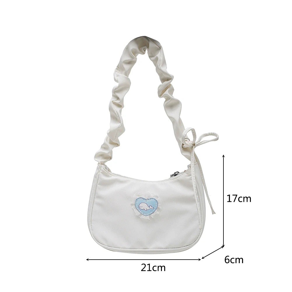 Vintage Heart Pattern Shoulder Bag for Women, Canvas Handbag