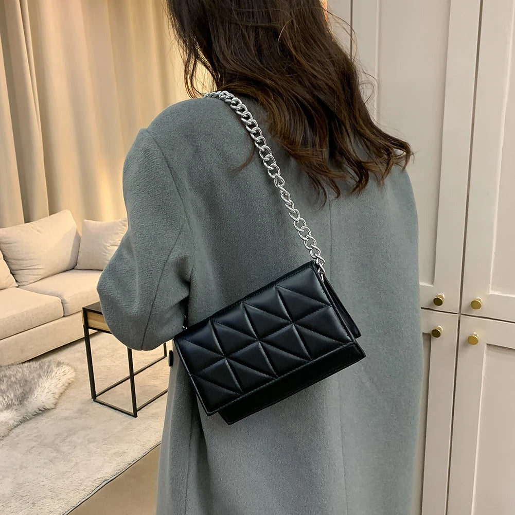 Vintage Leather Lattice Shoulder Bag