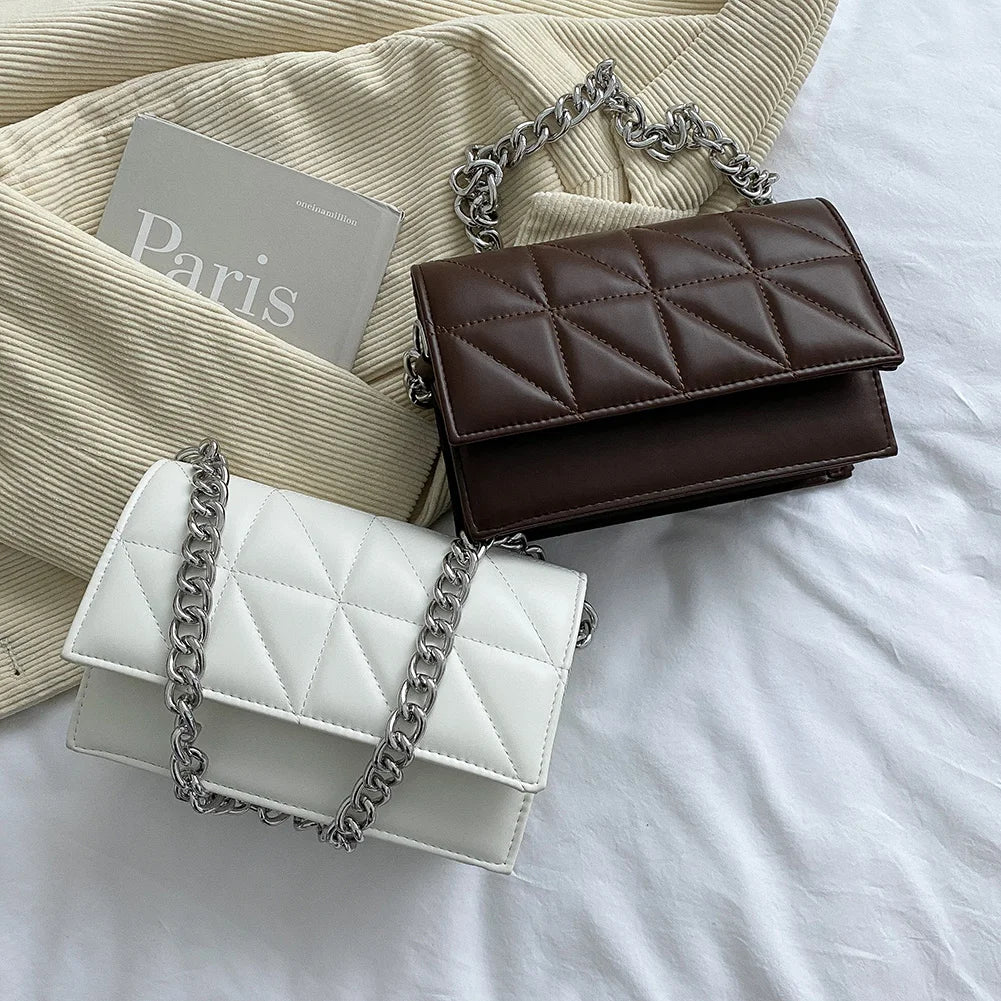 Vintage Leather Lattice Shoulder Bag