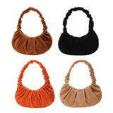 Vintage Pleated Underarm Bag Plush Fur Printed Handbags