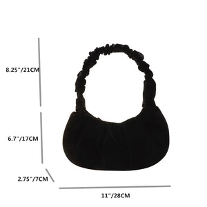 Vintage Pleated Underarm Bag Plush Fur Printed Handbags