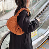 Vintage Pleated Underarm Bag Plush Fur Printed Handbags