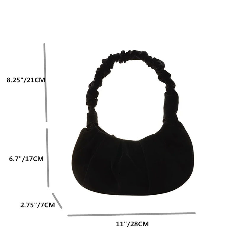Vintage Pleated Underarm Bag Plush Fur Printed Handbags