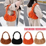 Vintage Pleated Underarm Bag Plush Fur Printed Handbags