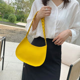 Weaving Handle Shoulder Purses Solid Handbag Women Shopping Bags