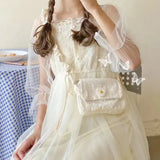 Floral Pattern Crossbody Bag Sweet Students Handbags Underarm Style All-match