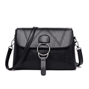 PU Leather Shoulder Bag for Women with Iron Ring