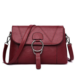 Women Shoulder Bags PU Leather Handbags Ladies Crossbody Bags with Iron Ring