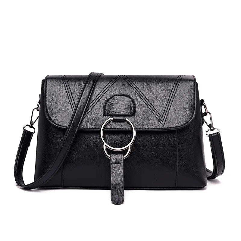 Women Shoulder Bags PU Leather Handbags Ladies Crossbody Bags with Iron Ring