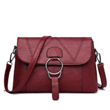PU Leather Shoulder Bag for Women with Iron Ring