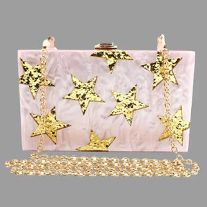 Acrylic Star Box Clutch Purse Chain Shoulder Bag