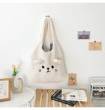 Fluffy Fur Shoulder Bag Lamb Fabric Tote Casual Lady Shopper