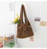 Fluffy Fur Shoulder Bag Lamb Fabric Tote Casual Lady Shopper
