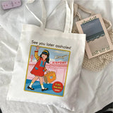 Devil's Letters Printed Shoulder Canvas Bag