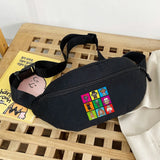 Dog Print Shoulder Chest Bag Waist Bag Mini Handbag Crossbody Belt Organizer