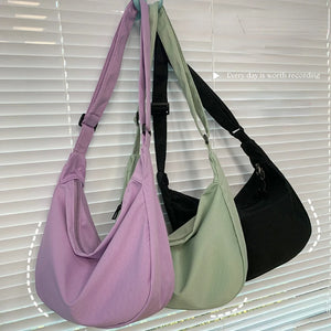 Japanese Nylon Crossbody Bag for Women, Large Messenger Handbag