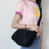 Japanese Nylon Crossbody Bag for Women, Large Messenger Handbag