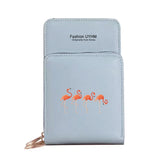 Women Crossbody Bag Flamingo Print Wallet Touch Screen Mobile Phone Purse