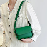 Small Square Crossbody Bag for Women Solid Flap Pocket Daily Purse Lady Satchel