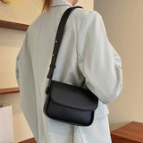 Small Square Crossbody Bag for Women Solid Flap Pocket Daily Purse Lady Satchel