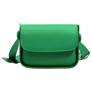 Small Leather Crossbody Bag for Women Solid Flap Pocket Satchel