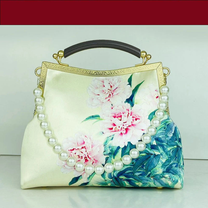 Vintage Flowers Beads Fringe Tassel Crossbody Bag