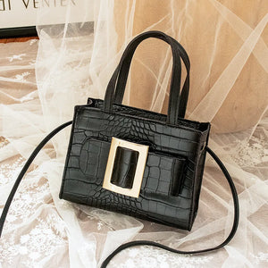 Women Shoulder Crossbody Bag Square Crocodile Print PU Leather Messenger