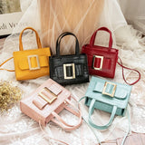 Women Shoulder Crossbody Bag Square Crocodile Print PU Leather Messenger