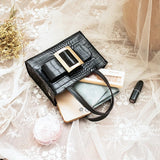 Women Shoulder Crossbody Bag Square Crocodile Print PU Leather Messenger