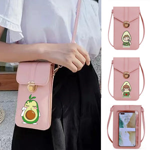 Avocado Print Crossbody Bag Wallet Touch Screen Cell Phone Pack