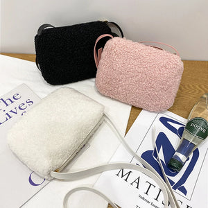 Women Shoulder Crossbody Fur Bag Plush Satchel Ladies Purse Tote Bag