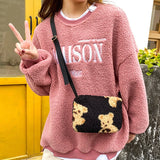 Women Shoulder Crossbody Fur Bag Plush Satchel Ladies Purse Tote Bag