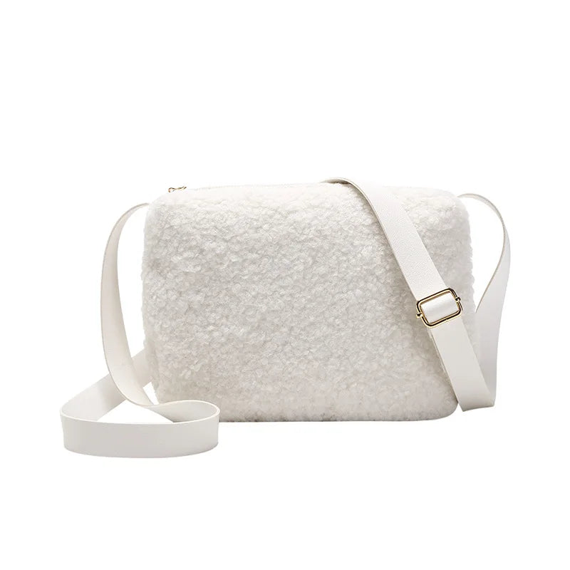 Women Shoulder Crossbody Fur Bag Plush Satchel Ladies Purse Tote Bag