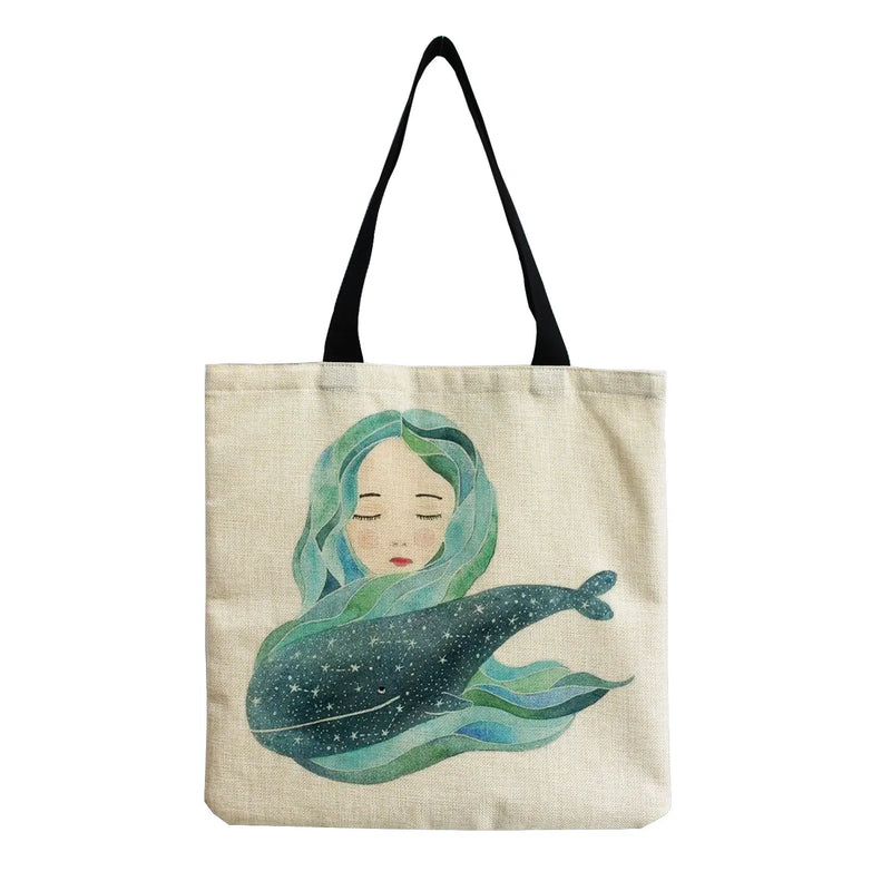 Customizable Women Shoulder Handbag Eco Friendly Whale Sea Series