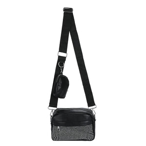 Women 2 in 1 Shoulder Handbag Rhombus Pattern Leather Combo Set