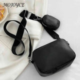 Women 2 in 1 Shoulder Handbag Rhombus Pattern Leather Combo Set